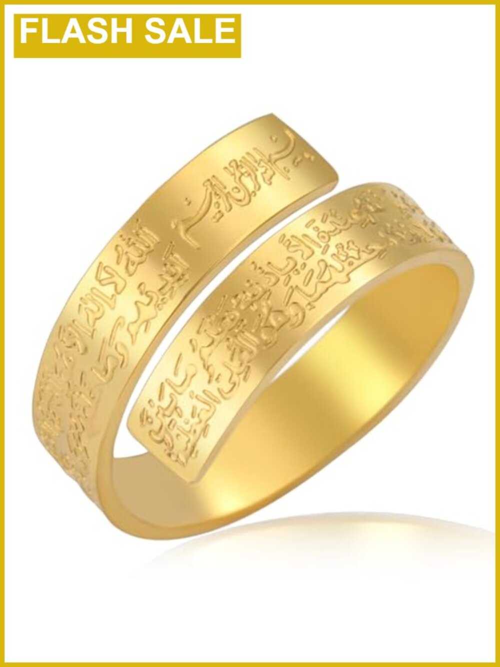 Stainless Steel Ayatul Kursi Adjustable Open Band Ring Islamic Jewelry
